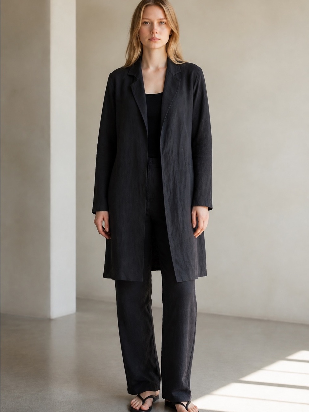 Donna Karan black label silk shantung minimal timeless pantsuit